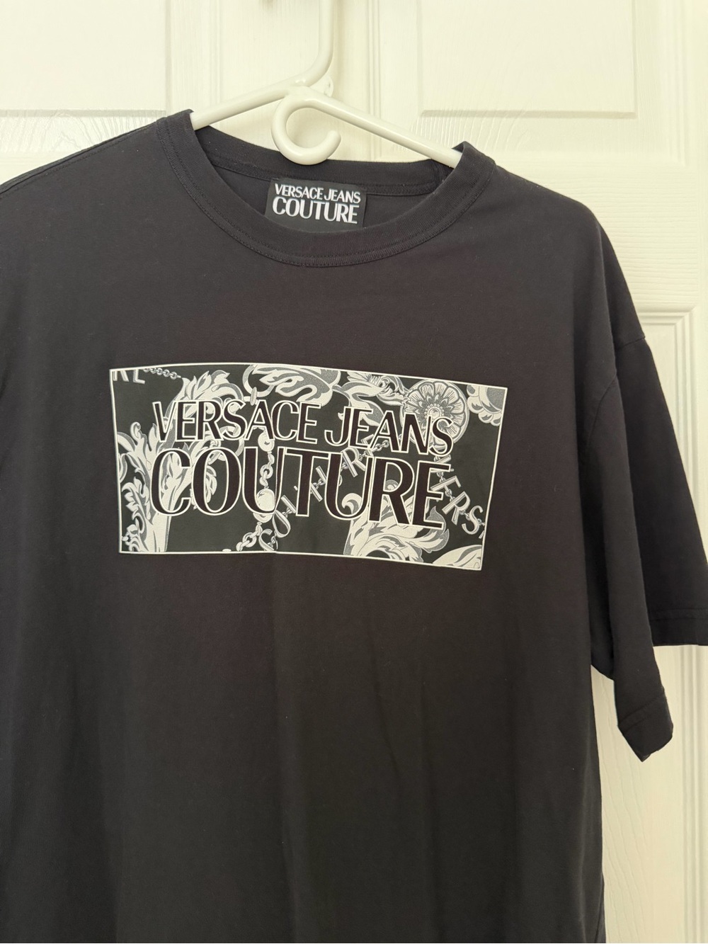 Versace Jeans Couture Men's Black Logo Graphic Short Sleeve Tee